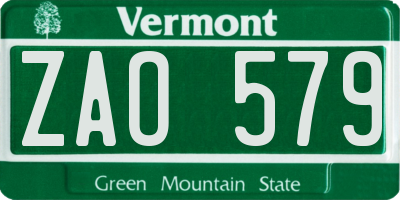 VT license plate ZAO579