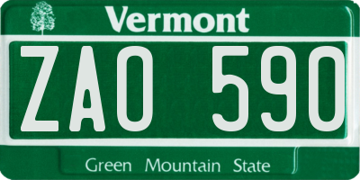 VT license plate ZAO590