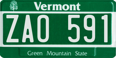 VT license plate ZAO591