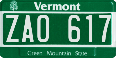 VT license plate ZAO617