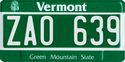 VT license plate ZAO639