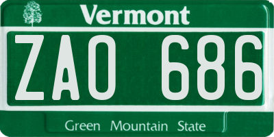VT license plate ZAO686