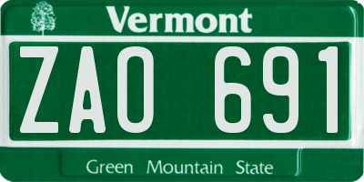 VT license plate ZAO691