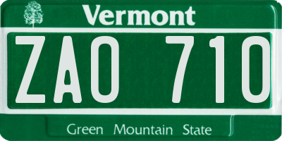VT license plate ZAO710