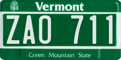 VT license plate ZAO711