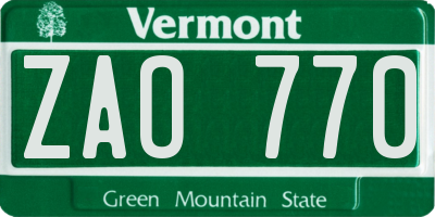 VT license plate ZAO770
