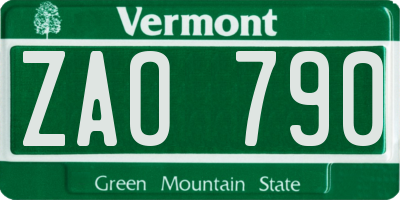 VT license plate ZAO790