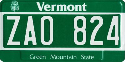 VT license plate ZAO824