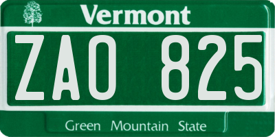 VT license plate ZAO825