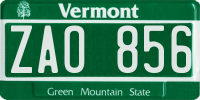 VT license plate ZAO856