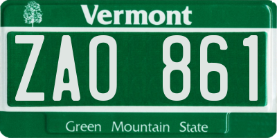 VT license plate ZAO861