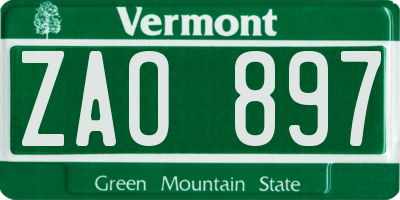 VT license plate ZAO897