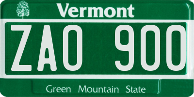 VT license plate ZAO900