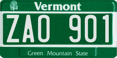 VT license plate ZAO901