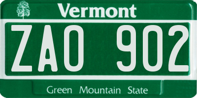 VT license plate ZAO902