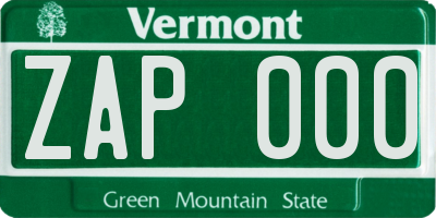VT license plate ZAP000