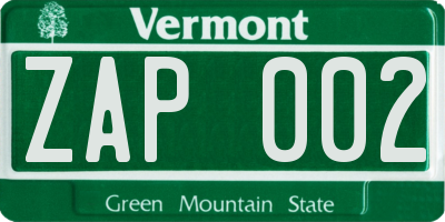 VT license plate ZAP002