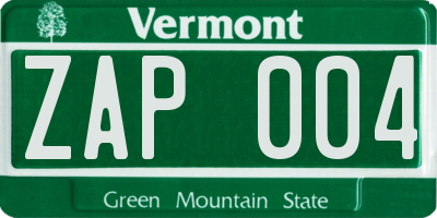 VT license plate ZAP004