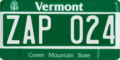 VT license plate ZAP024