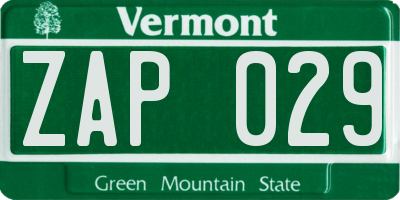 VT license plate ZAP029