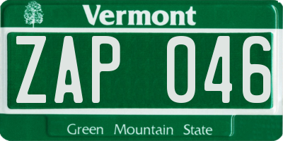 VT license plate ZAP046