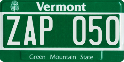VT license plate ZAP050