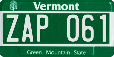 VT license plate ZAP061