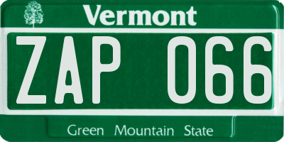VT license plate ZAP066