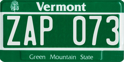 VT license plate ZAP073