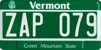 VT license plate ZAP079