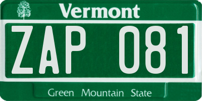 VT license plate ZAP081