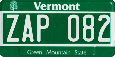 VT license plate ZAP082