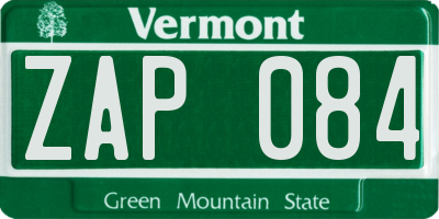 VT license plate ZAP084