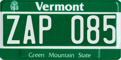 VT license plate ZAP085