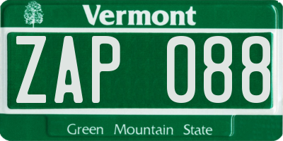 VT license plate ZAP088