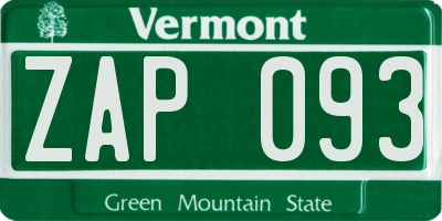 VT license plate ZAP093