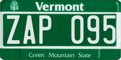 VT license plate ZAP095