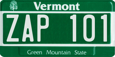 VT license plate ZAP101