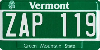 VT license plate ZAP119