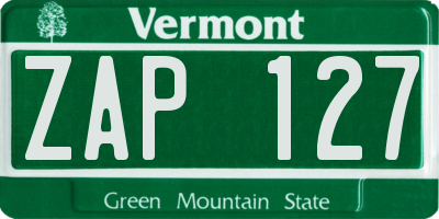 VT license plate ZAP127