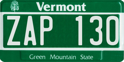 VT license plate ZAP130