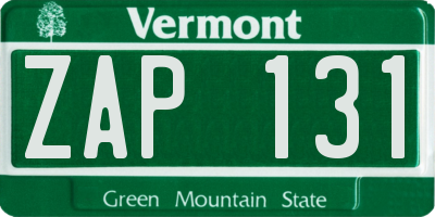 VT license plate ZAP131