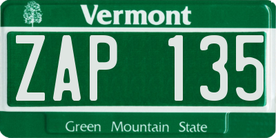 VT license plate ZAP135
