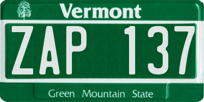 VT license plate ZAP137
