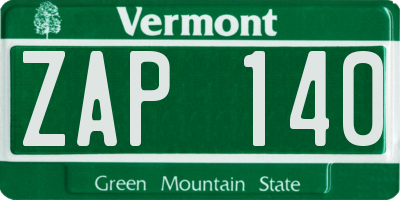 VT license plate ZAP140