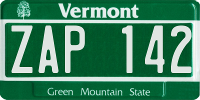 VT license plate ZAP142