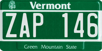 VT license plate ZAP146