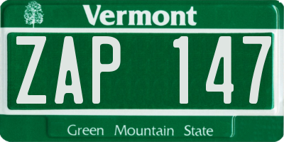 VT license plate ZAP147
