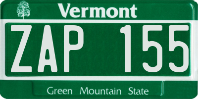 VT license plate ZAP155