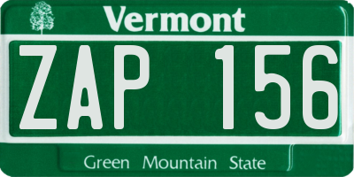 VT license plate ZAP156